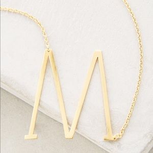Anthro Block Monogram Necklace